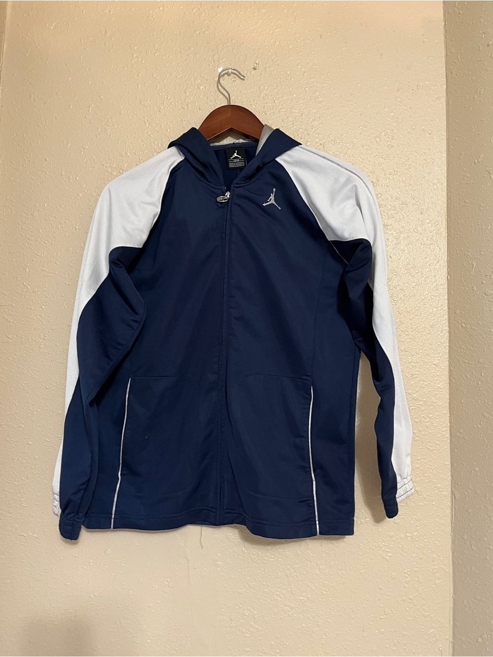 Jordan Youth Boys Large Navy and White Full-Zip Hooded Track Jacket